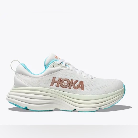 Hoka Shoes - Hoka Bondi 8 Running Shoes in Frost/Rose Gold Size 9.5 Women's